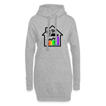 Tableau coloré fille femme sur ordinateur portable dans la maison. - Sweat-shirt à capuche long Femme - gris chiné - Devant
