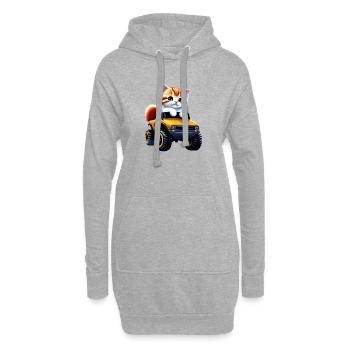 Un chat sur le camion monstre - Sweat-shirt à capuche long Femme - gris chiné - Devant