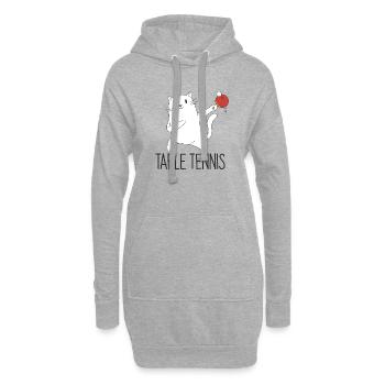 Table Tennis Katze Pingpong Outfit Cat Tischtennis - Sweat-shirt à capuche long Femme - gris chiné - Devant