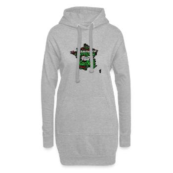 France en Mots – Famille et Amour - Sweat-shirt à capuche long Femme - gris chiné - Devant