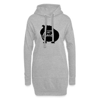 Silhouette de cochon d’Inde amoureuse de Meerschweinchen - Sweat-shirt à capuche long Femme - gris chiné - Devant