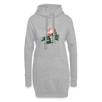 Traditionelle Pfingstrose - Vintage Rosa Aquarel - Hoodie-Kleid - Grau meliert - Vorne