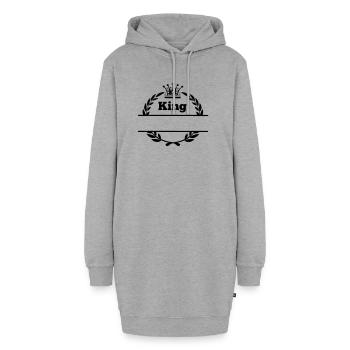 König in Lorbeerkranz und Krone - Hoodie-Kleid - Grau meliert - Vorne