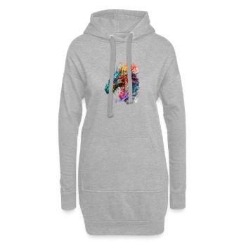 Aquarelle Dragon - Sweat-shirt à capuche long Femme - gris chiné - Devant