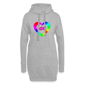 NeonLOVE Regenbogenherz - Hoodie-Kleid - Grau meliert - Vorne