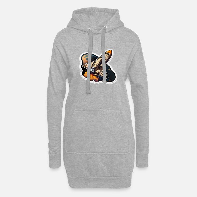 Space Rocket - Hoodie-Kleid - Grau meliert