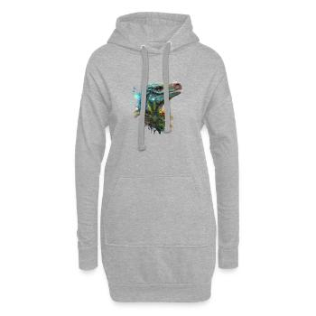Vélociraptor bleu - Sweat-shirt à capuche long Femme - gris chiné - Devant