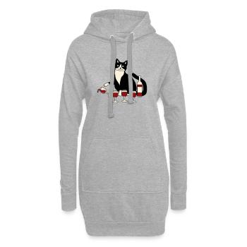 Verre à vin pour chat - Sweat-shirt à capuche long Femme - gris chiné - Devant