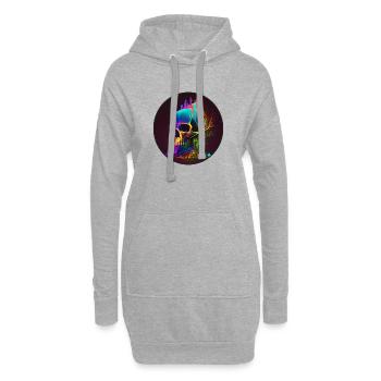 Crâne brillant - Sweat-shirt à capuche long Femme - gris chiné - Devant