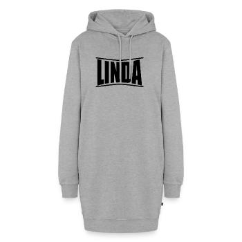 Name T-Shirt Linda T-Shirt Geschenkidee - Hoodie-Kleid - Grau meliert - Vorne