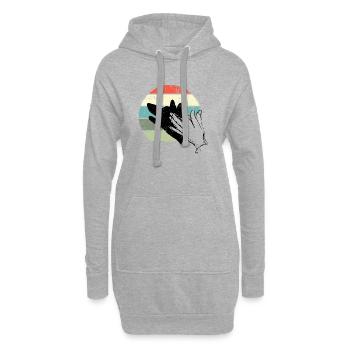 Silhouette rétro de la main au coucher de soleil - Sweat-shirt à capuche long Femme - gris chiné - Devant