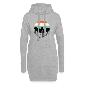 Retro-Sonnenuntergangsvogel-Silhouette - Hoodie-Kleid - Grau meliert - Vorne