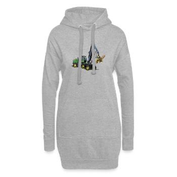 Harvester, Holzerntemaschine - Hoodie-Kleid - Grau meliert - Vorne