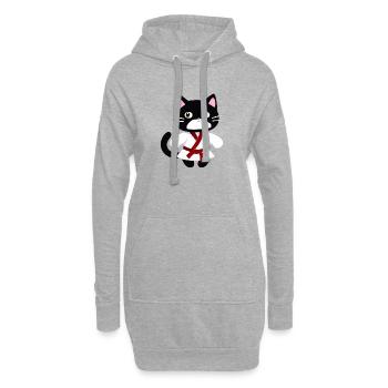 ticker, Happy Colorful Owl wearing Headphones, kaw - Hoodie-Kleid - Grau meliert - Vorne