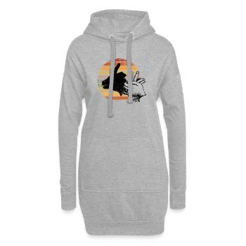 Retro Sunset Peace-Zeichen-Silhouette - Hoodie-Kleid - Grau meliert - Vorne