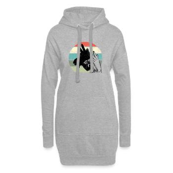 Giraffen-Silhouette Retro-Sonnenuntergang - Hoodie-Kleid - Grau meliert - Vorne