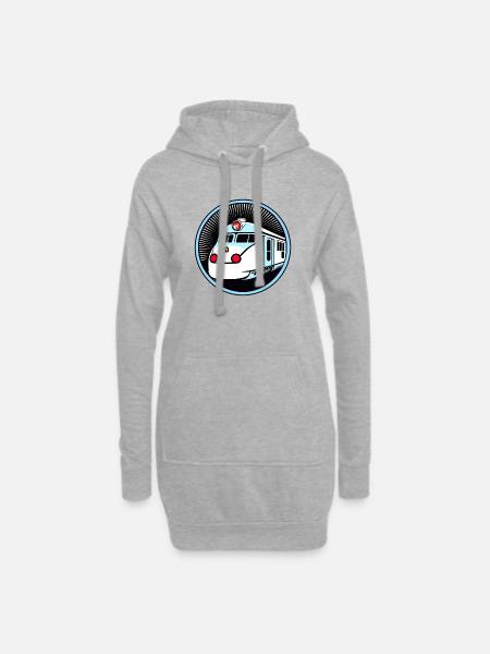 Zug, Lokomotive, Eisenbahn - Hoodie-Kleid - Grau meliert