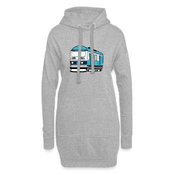 Locomotive, train, chemin de fer - Sweat-shirt à capuche long Femme - gris chiné - Devant