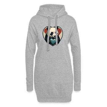Panda Heart Embrace - Hoodie Dress - heather grey - Front
