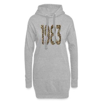 Zahl 1983 - Leopardenmuster - Geburtstag - Hoodie-Kleid - Grau meliert - Vorne