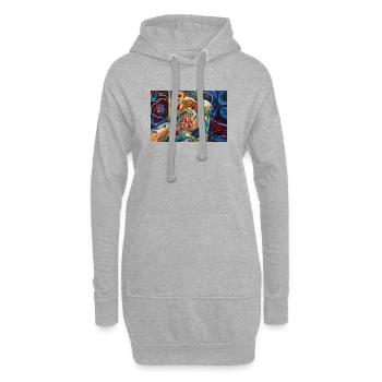 Neon Skeleton in Cosmic Embrace - Hoodie Dress - heather grey - Front
