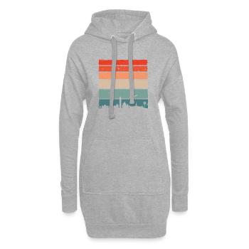 Sonnenuntergang Skyline Vogel Silhouette - Hoodie-Kleid - Grau meliert - Vorne