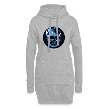 Crâne sombre en cristal de verre - Sweat-shirt à capuche long Femme - gris chiné - Devant