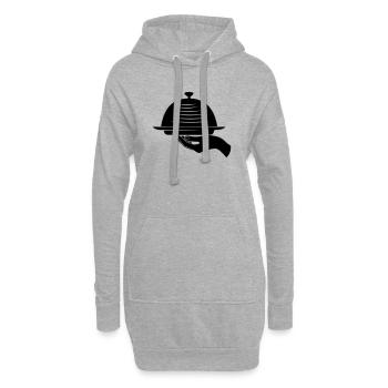 Main de serveur avec repas - Sweat-shirt à capuche long Femme - gris chiné - Devant