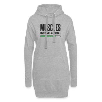 Muscles installation humour drôle sport idée muscu - Sweat-shirt à capuche long Femme - gris chiné - Devant