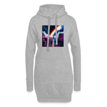 Regenbogen City Art Futuristisch - Hoodie-Kleid - Grau meliert - Vorne
