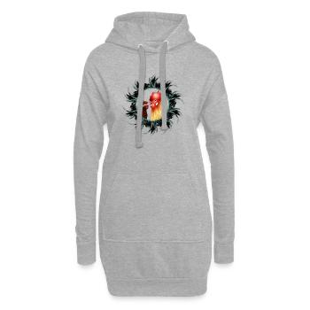 Rooster with hen in feather frame - Hoodie Dress - heather grey - Front