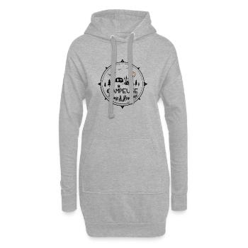 campeuse rieuse heureuse - Sweat-shirt à capuche long Femme - gris chiné - Devant