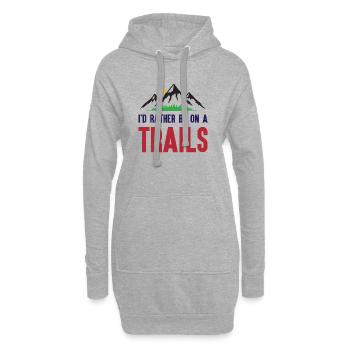 Berge - Ich bin lieber auf einem Trail - Hoodie-Kleid - Grau meliert - Vorne