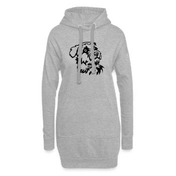 Kromfohrländer Kopf - Hoodie-Kleid - Grau meliert - Vorne