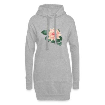 Seerosenblüte mit Knospe im Seerosenteich - Hoodie-Kleid - Grau meliert - Vorne