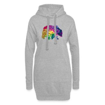 Bär Silhouette Tie Dye Batik Muster - Hoodie-Kleid - Grau meliert - Vorne