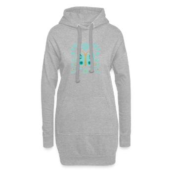 Boho Butterfly L Blau und Gold - Hoodie-Kleid - Grau meliert - Vorne
