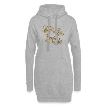Mr and Mrs Gold on Black - Hoodie Dress - heather grey - Front