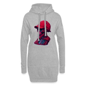 Squelette avec casquette - Sweat-shirt à capuche long Femme - gris chiné - Devant