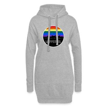 Wuppertal Skyline Regenbogen - Hoodie-Kleid - Grau meliert - Vorne
