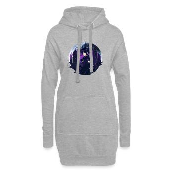 Anime Gothic Moon Girl - Sweat-shirt à capuche long Femme - gris chiné - Devant