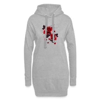 zwei wunderschöne faszinierende rote Rosen - Hoodie-Kleid - Grau meliert - Vorne