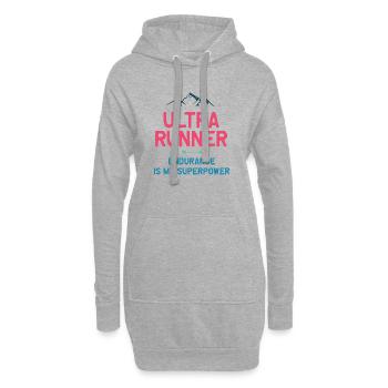 Ultra Runner - Ausdauer ist meine Superkraft - Hoodie-Kleid - Grau meliert - Vorne