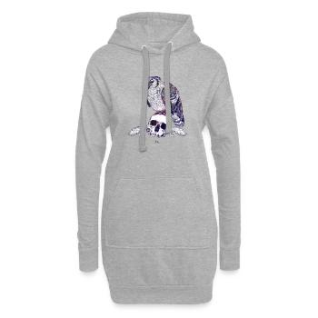 Milchuhu und Schädel mit Ornamenten - Hoodie-Kleid - Grau meliert - Vorne