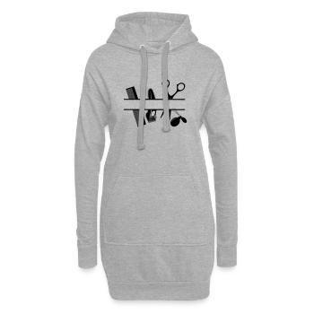 Textbanner für Friseurattribute - Hoodie-Kleid - Grau meliert - Vorne