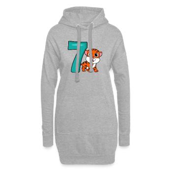 7 ans 7 ans avec motif animal - sept - Sweat-shirt à capuche long Femme - gris chiné - Devant