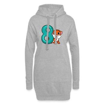 8 Anniversaire 8 ans avec motif animal - huit - Sweat-shirt à capuche long Femme - gris chiné - Devant