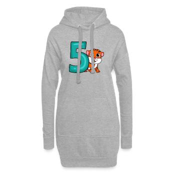 5 Anniversaire 5 ans avec motif animal - cinq - Sweat-shirt à capuche long Femme - gris chiné - Devant