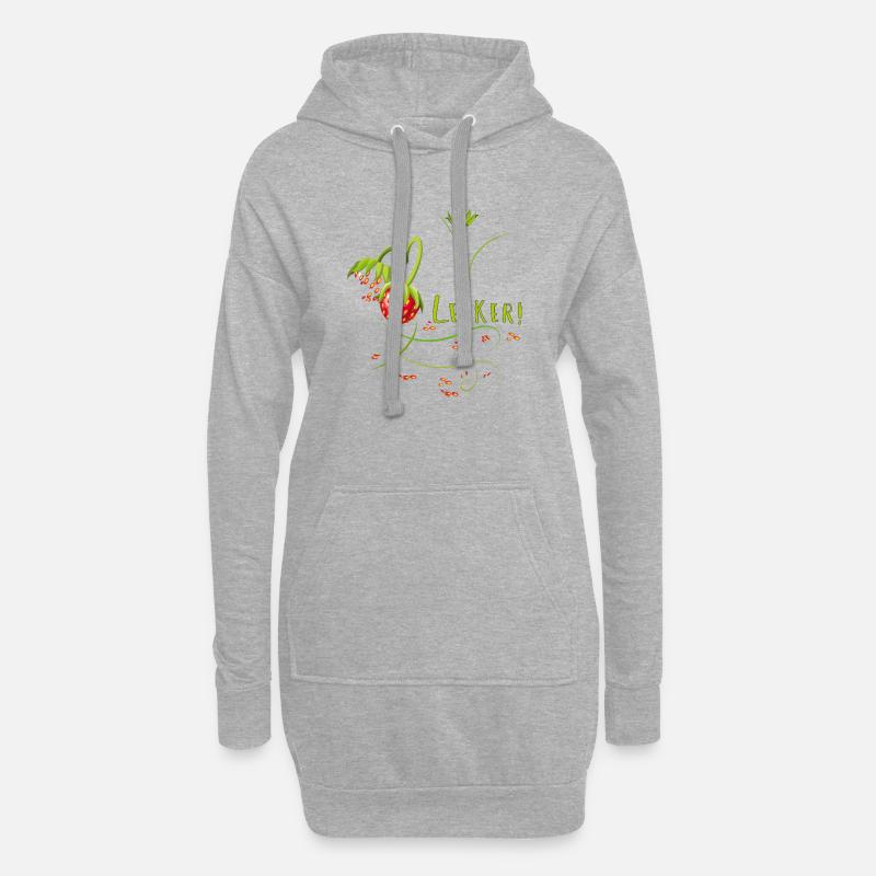 Erdbeerzeit, lecker, Erdbeere - Hoodie-Kleid - Grau meliert