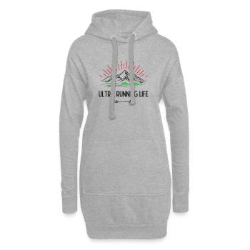 Durée de vie ultra running - Sweat-shirt à capuche long Femme - gris chiné - Devant
